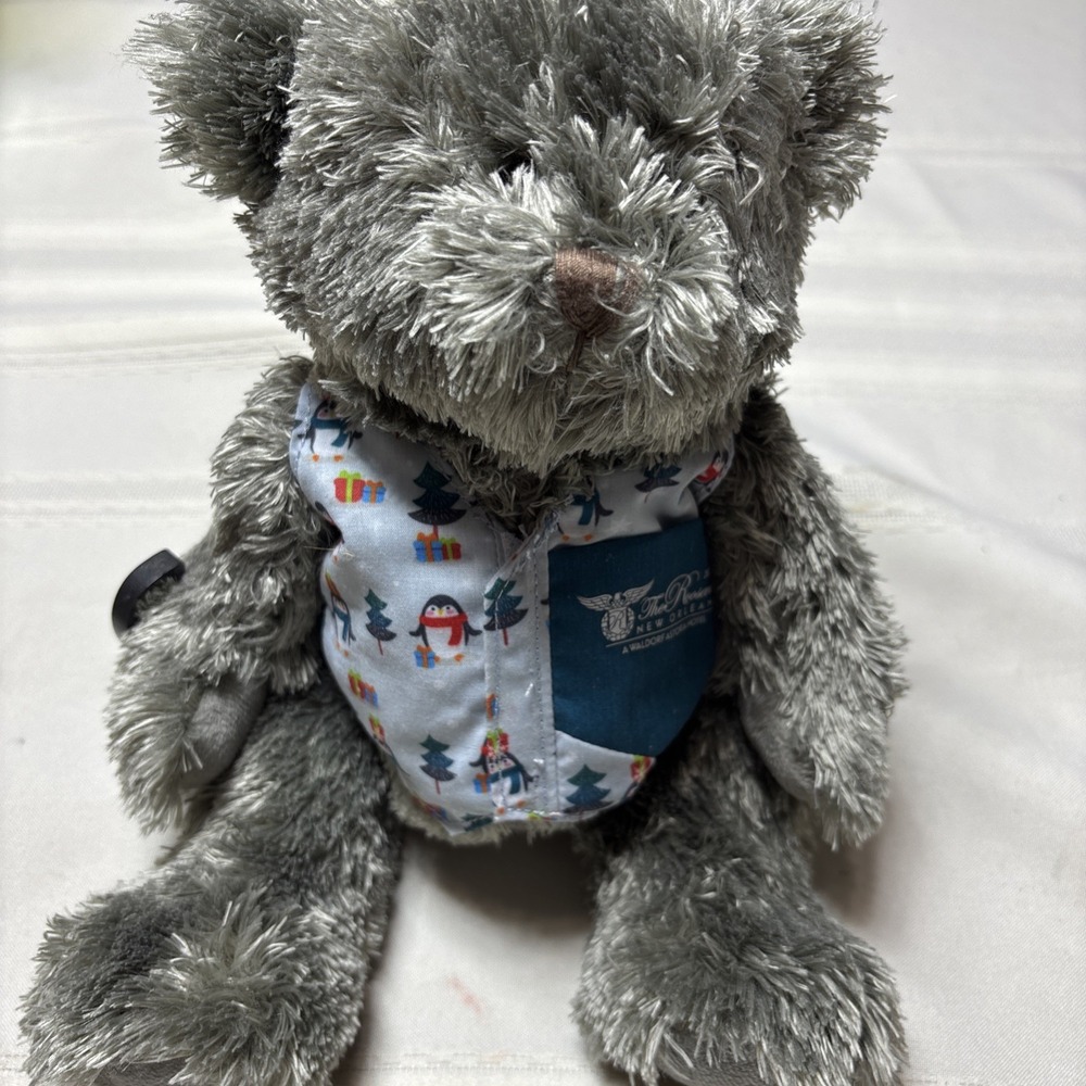 Roosevelt Hotel New Orleans 2021 Teddy Bear Tea Plush RARE!! Train Vest - 12"
